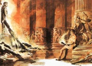 Herostratus'un Artemis Tapınağını yakışını anlatan bir çizim